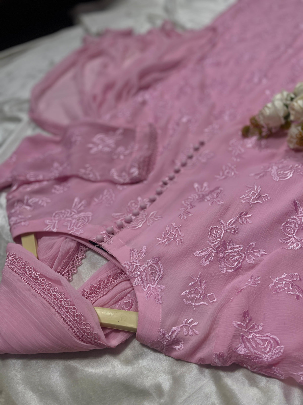 Pink Premium Chiffon Embroidered Suit