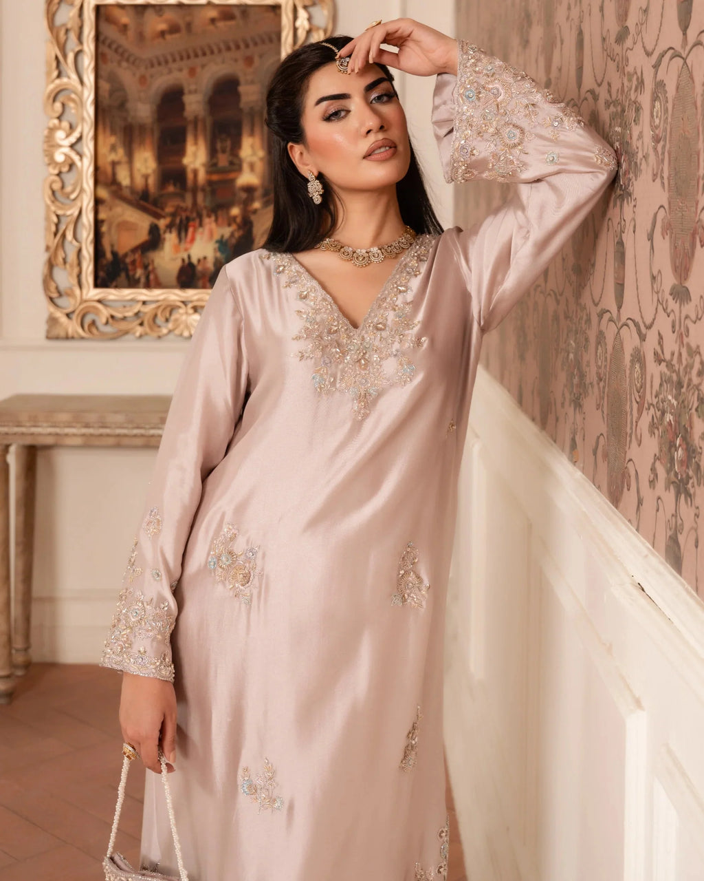 Blush Pink Kaftan Suit – Pure Sheesha Silk