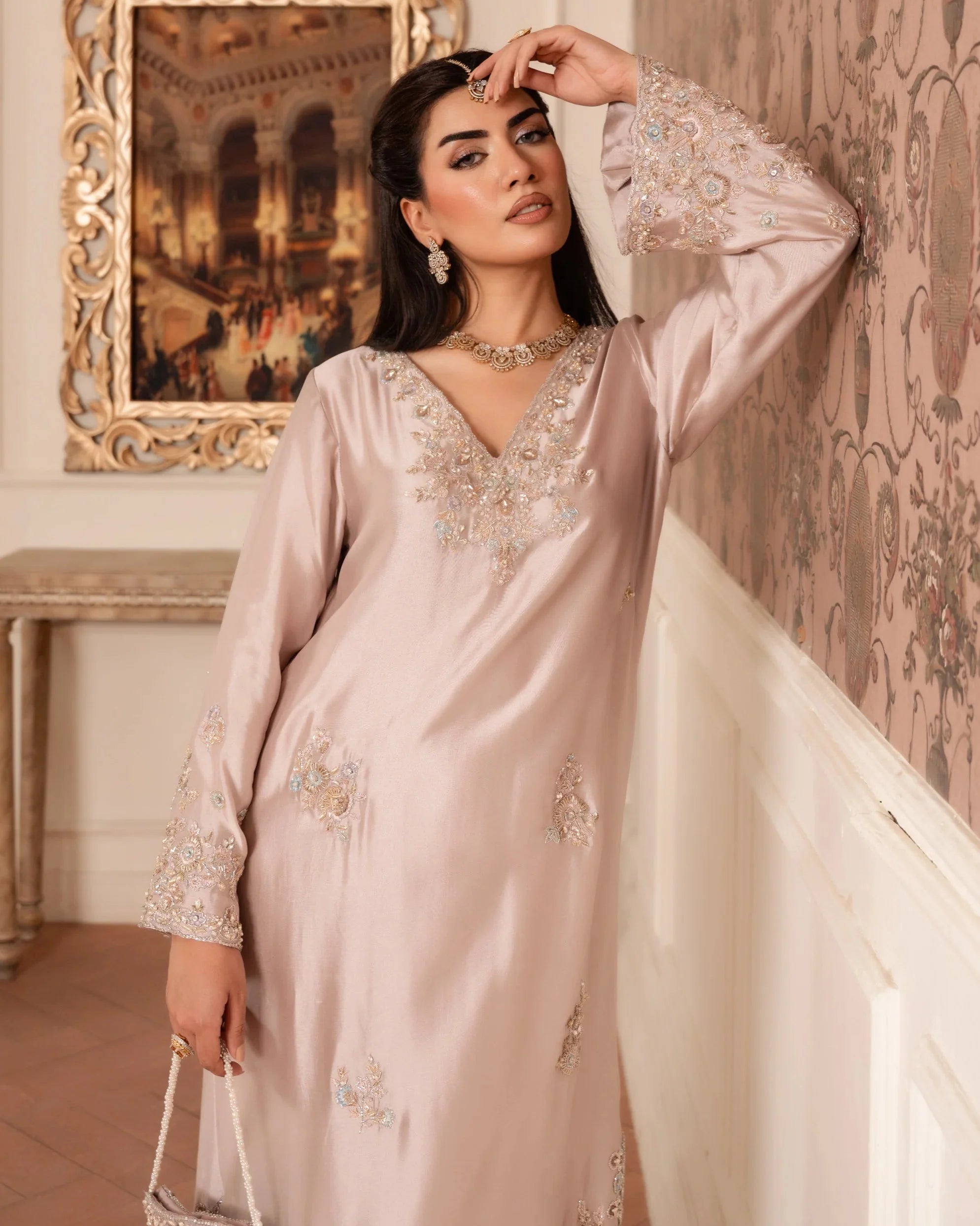 Blush Pink Kaftan Suit – Pure Sheesha Silk
