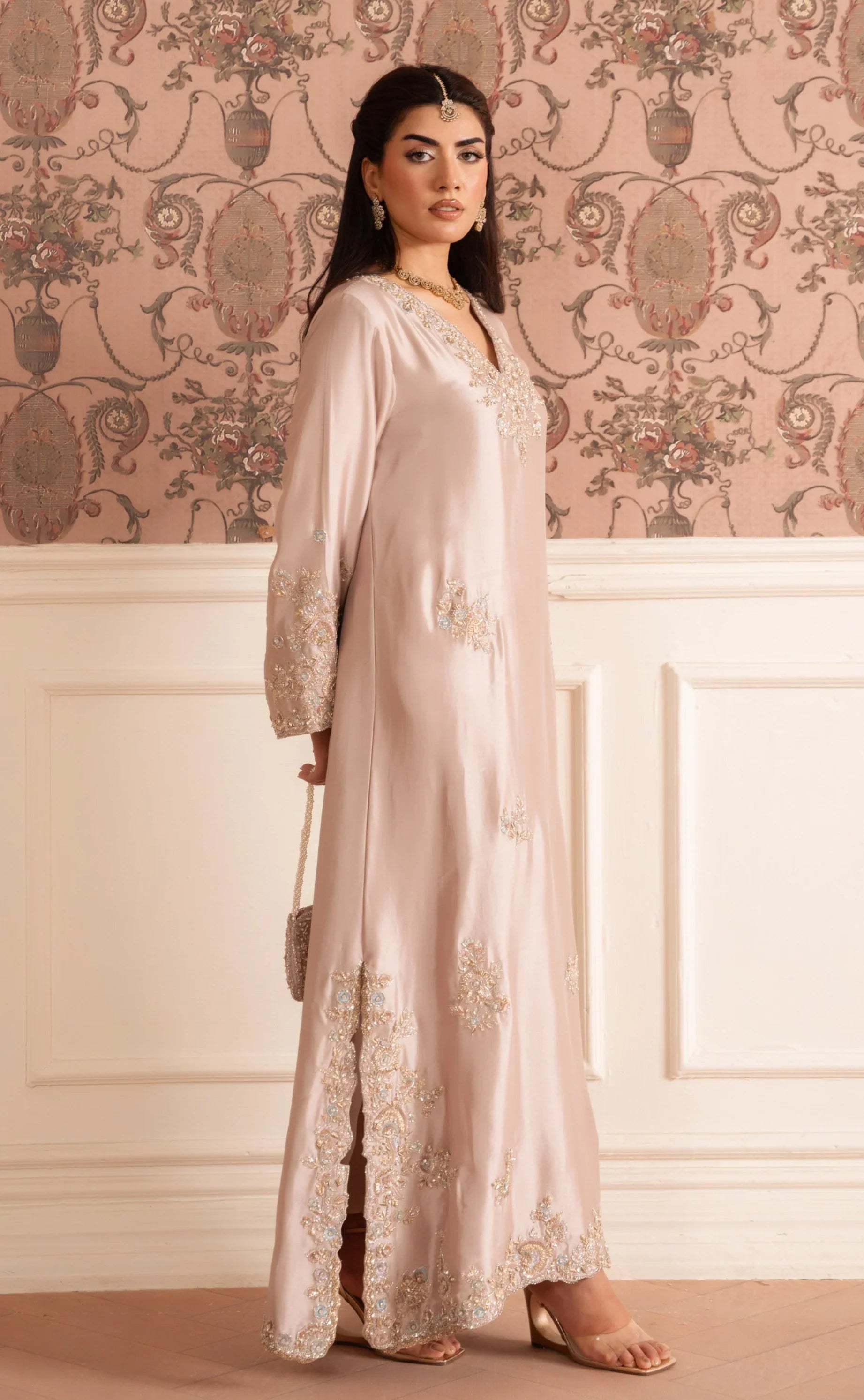 Blush Pink Kaftan Suit – Pure Sheesha Silk