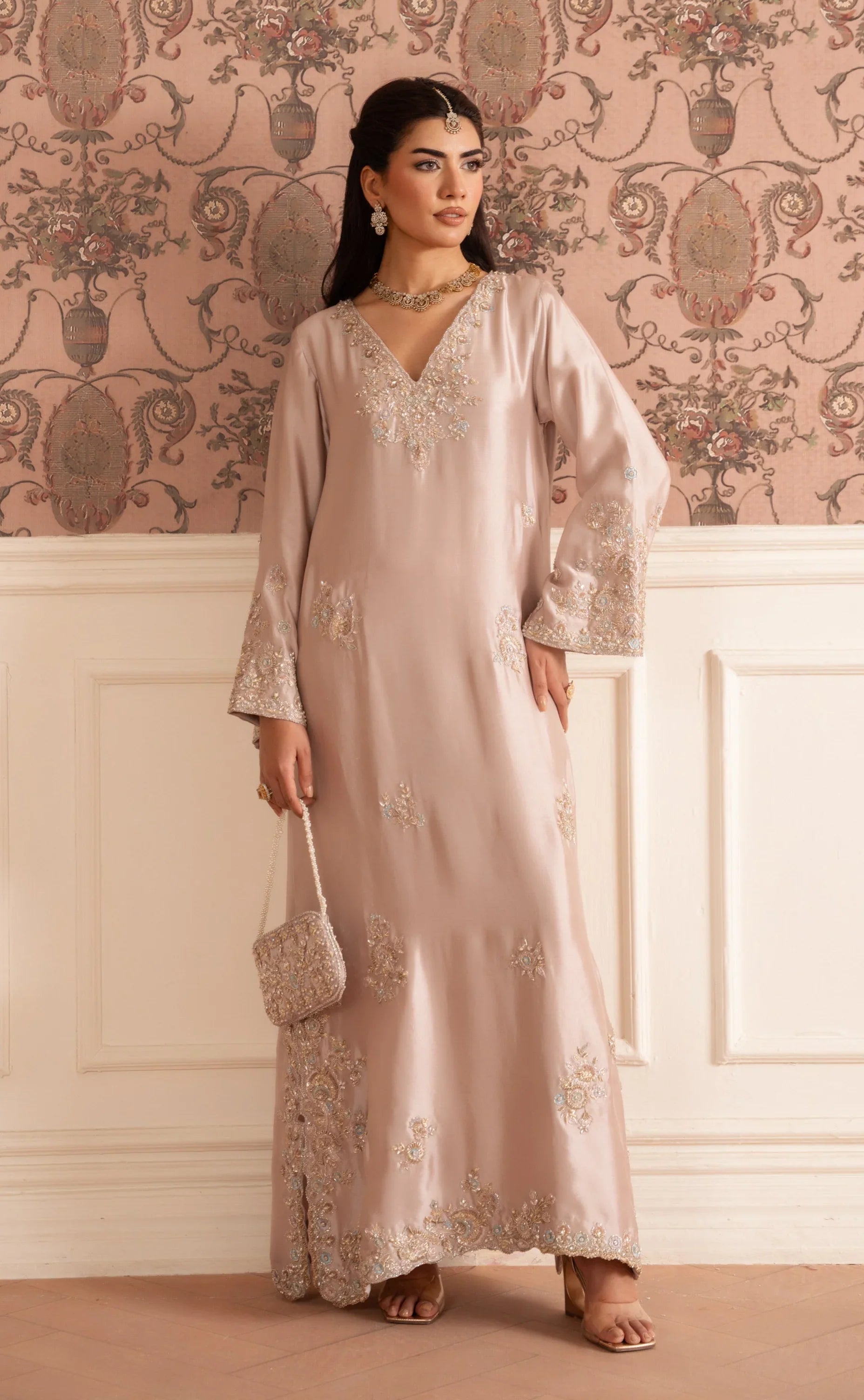 Blush Pink Kaftan Suit – Pure Sheesha Silk