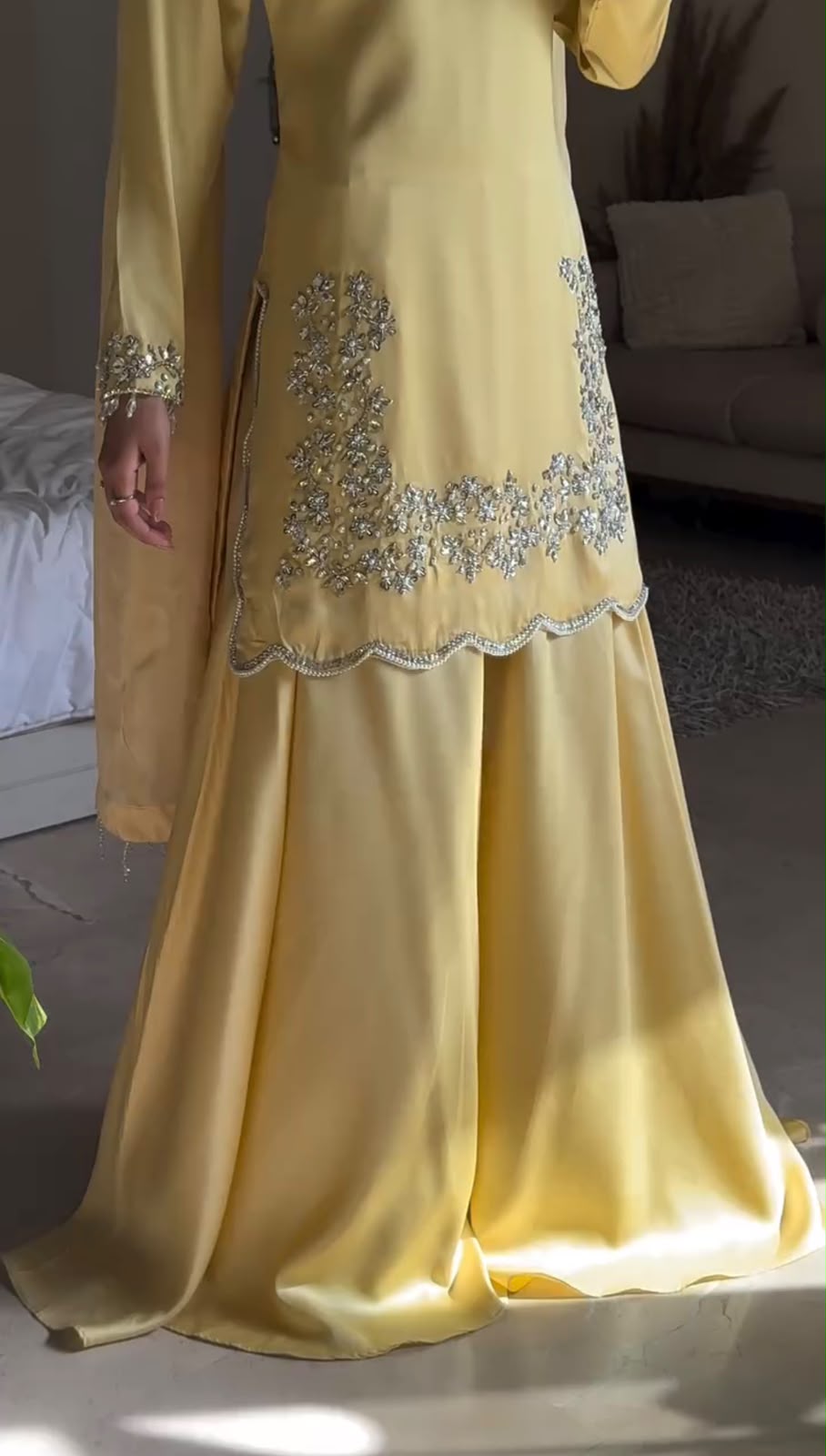 Lemon Pearl — Handcrafted 3-Piece Sharara Set
