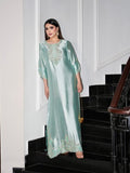 ALARA – Mint Tussel Silk Embroidered Kaftan (2 Piece)