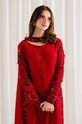 Scarlet Rose – Handmade Embroidered Tussel Silk 3-Piece Suit