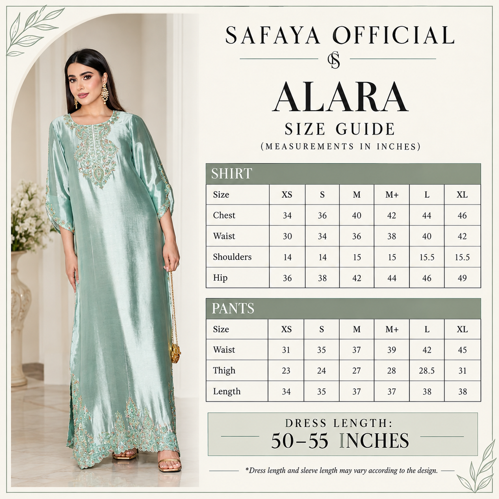 ALARA – Mint Tussel Silk Embroidered Kaftan (2 Piece)