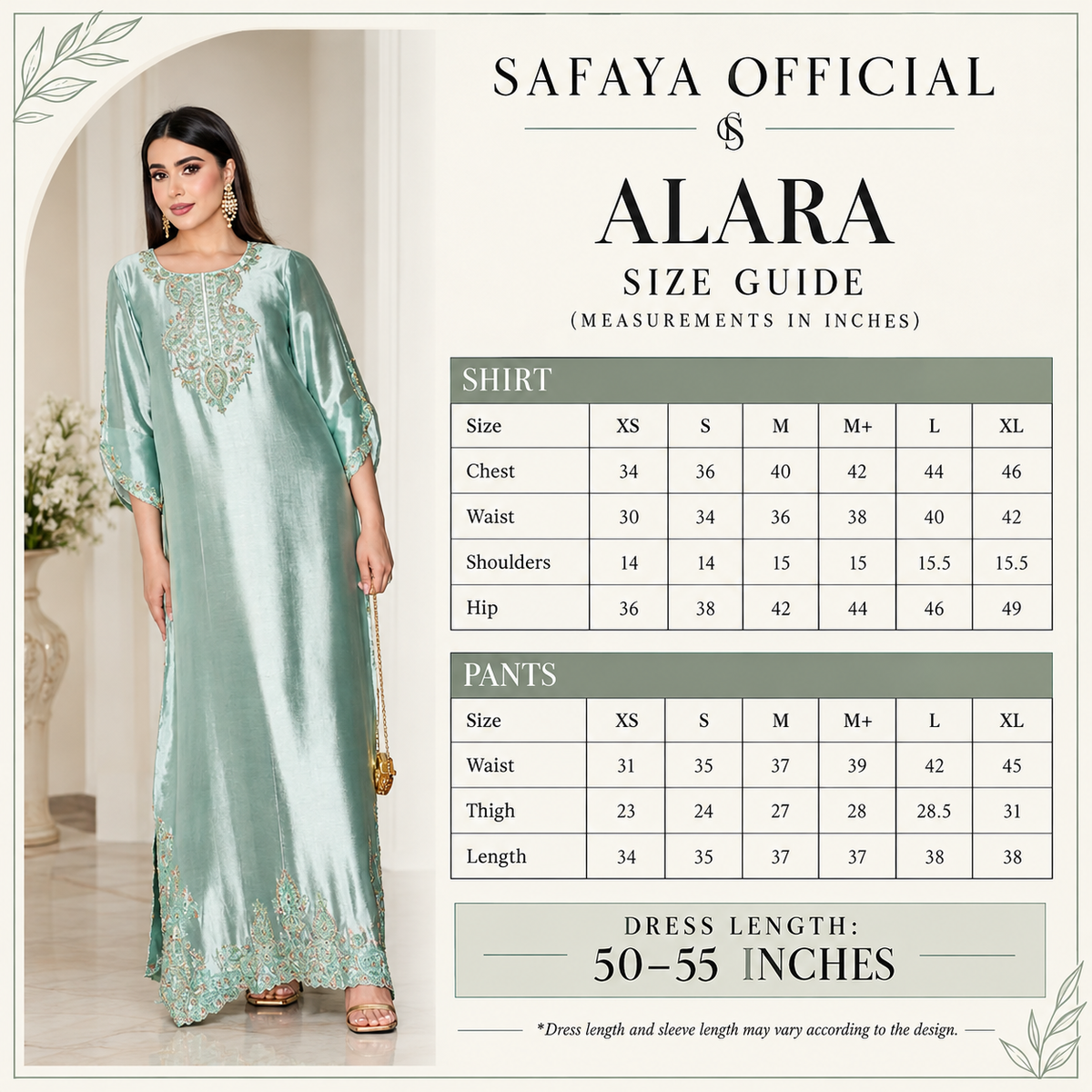 ALARA – Mint Tussel Silk Embroidered Kaftan (2 Piece)